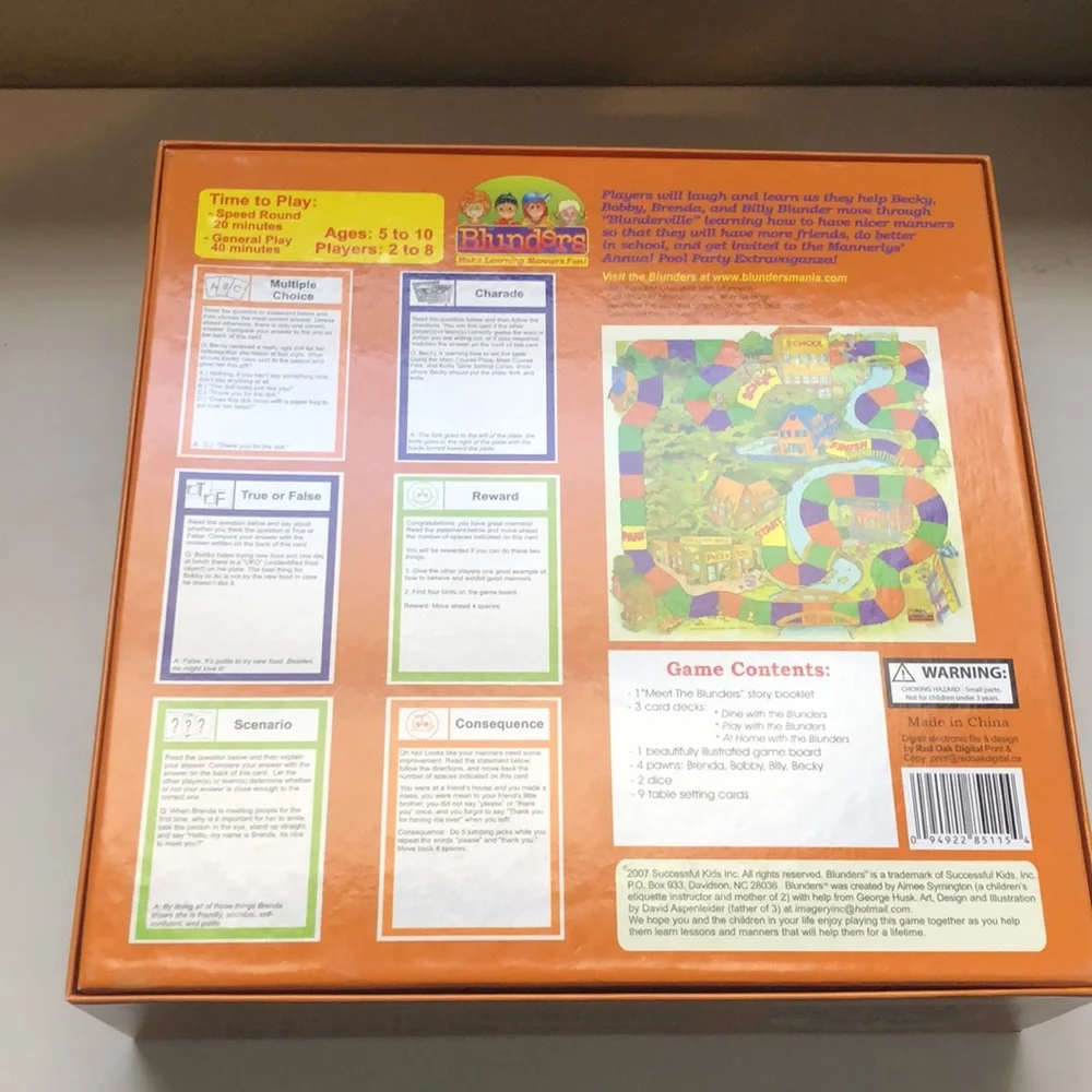 New Children’s Board Game Blunders Manners Game For Kids Ages 5-10